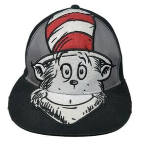 Concept One Dr Seuss Cat in the Hat Baseball Cap Black Gray Red White L Fitted